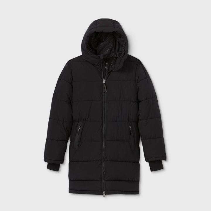 Men's Mid-length Puffer Jacket - All In Motion Black