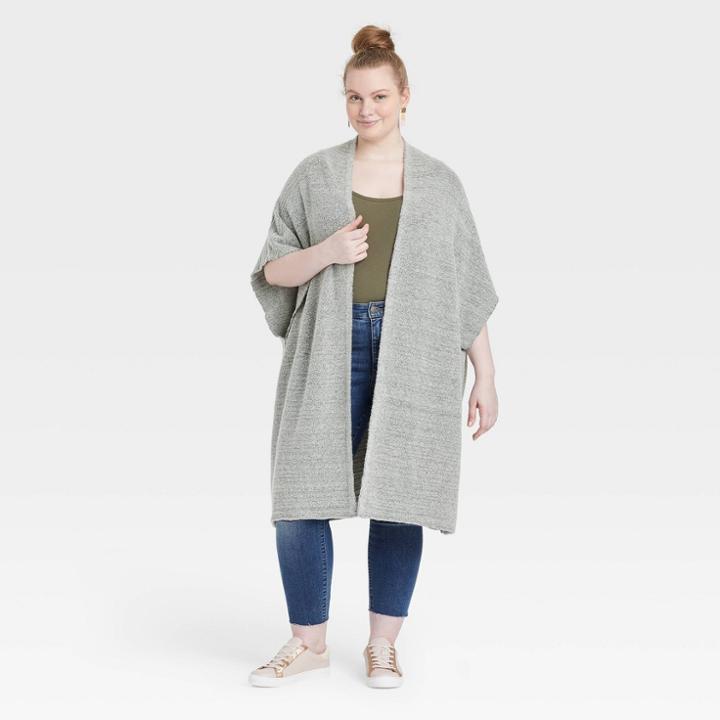 Women's Plus Knit Wrap Jacket - Universal Thread Gray