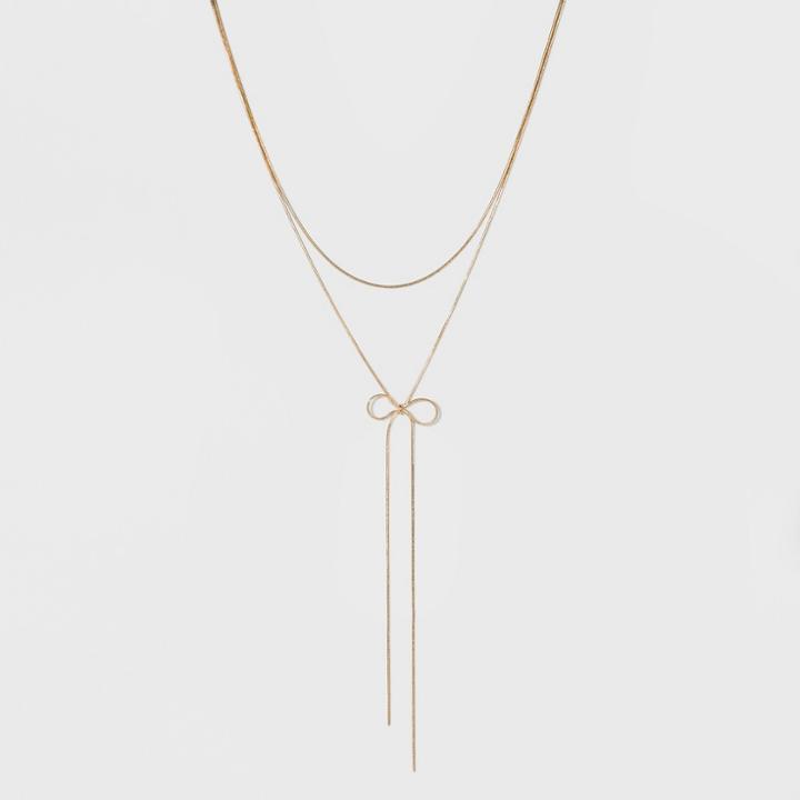 Sugarfix By Baublebar Lariat Necklace With Bow - Gold, Girl's