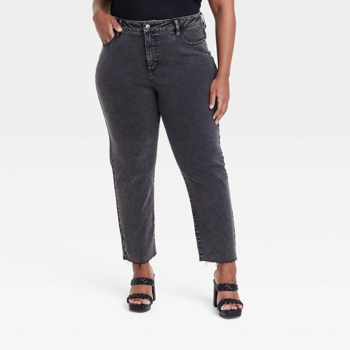Women's High-rise Slim Fit Straight Jeans - Ava & Viv Charcoal Gray