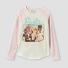 Girls' Barbie Long Sleeve Graphic T-shirt - Pink/off-white