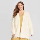 Women's Plus Size Long Sleeve Chunky Open Layering Cardigan - Universal Thread Cream 3x, Size: