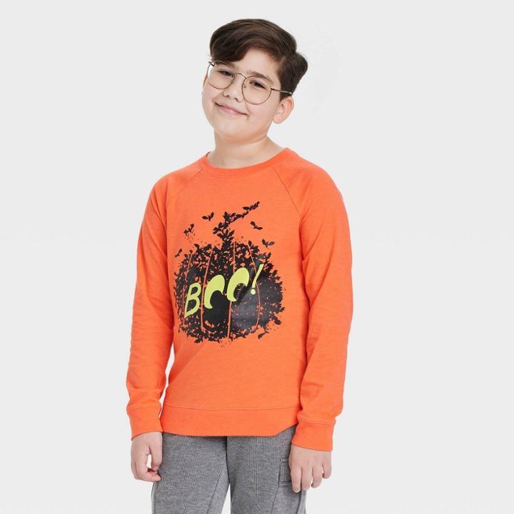 Boys' Halloween Long Sleeve Graphic T-shirt - Cat & Jack Orange/black