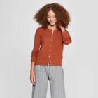 Women's Crewneck Cardigan - A New Day Rust (red)