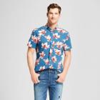 Men's Floral Print Short Sleeve Button-down Shirt - Goodfellow & Co Blue Beam