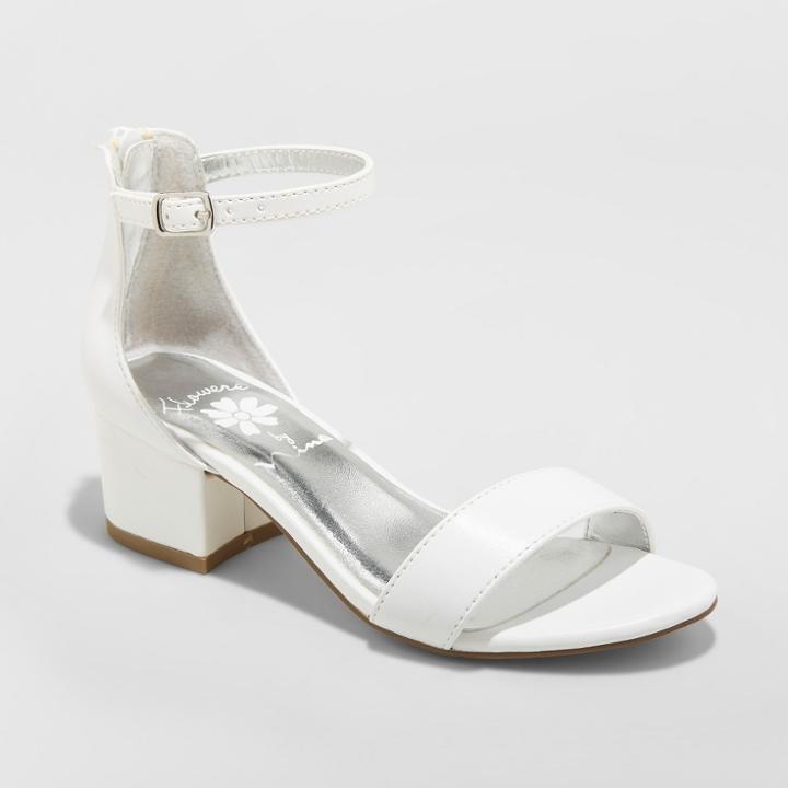 Girls' Flowers By Nina Tressie Heeled Ankle Strap Sandals White