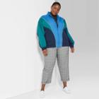 Women's Plus Size Zip-up Colorblocked Windbreaker Jacket - Wild Fable Navy