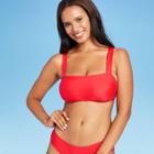Juniors' Square Neck Bralette Bikini Top - Xhilaration Red D/dd Cup