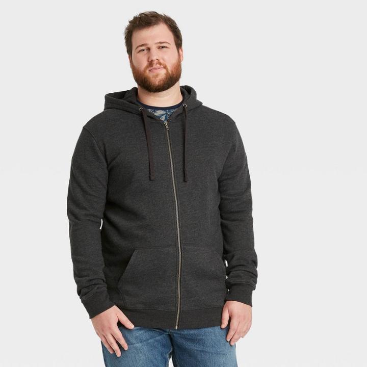 Men's Tall Standard Fit Hooded Sweatshirt - Goodfellow & Co Charcoal Gray