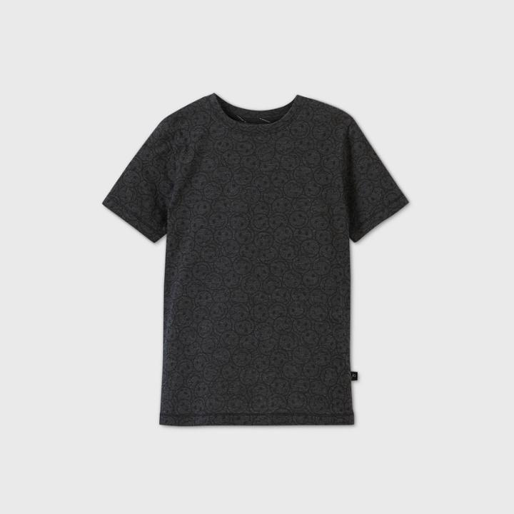Boys' Short Sleeve Happy Face All Over Print Graphic T-shirt - Art Class Black