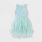 Girls' 3d Floral Sequin Fairy Hem Sleeveless Dress - Cat & Jack