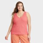 Women's Plus Size Textured Tank Top - A New Day Pink