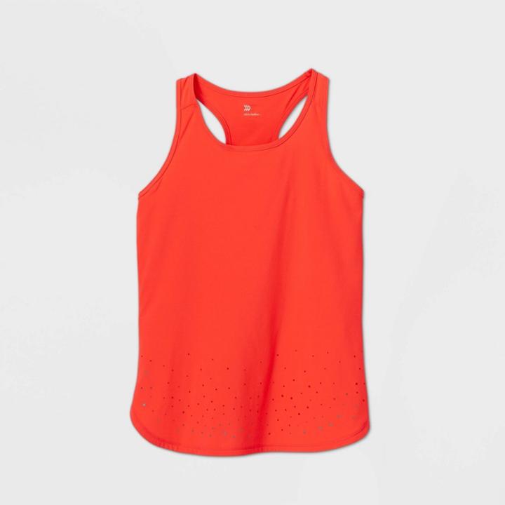 Girls' Laser Cut Stretch Woven Tank Top - All In Motion Bright Red