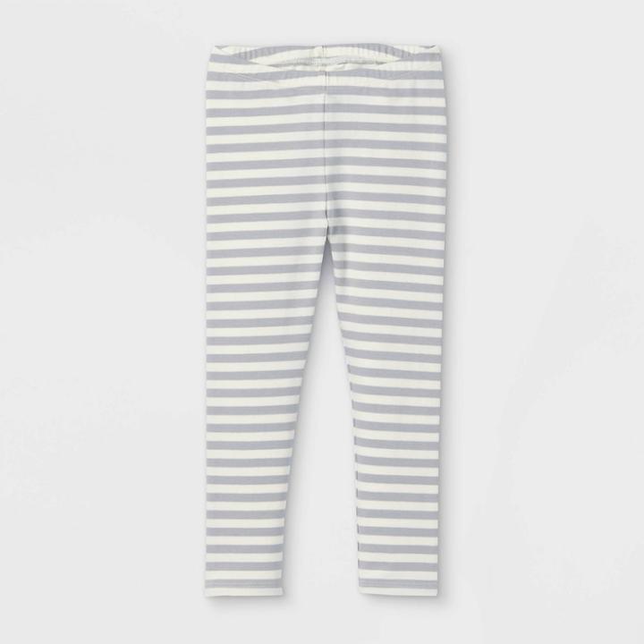Toddler Girls' Striped Leggings - Cat & Jack Gray/cream