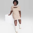 Women's Plus Size Short Sleeve Cut Out Sweater Dress - Wild Fable Heather Cream
