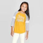 Girls' Brave And Fearless Baseball T-shirt - Cat & Jack Mustard Xl, Girl's, Yellow