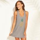 Women's Embroidered Pineapple Tank Cover Up Dress - Xhilaration Gray M,