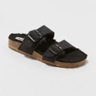 Women's Mad Love Wide Width Kali Multi Strap Sherpa Footbed Sandals - Black 9w,