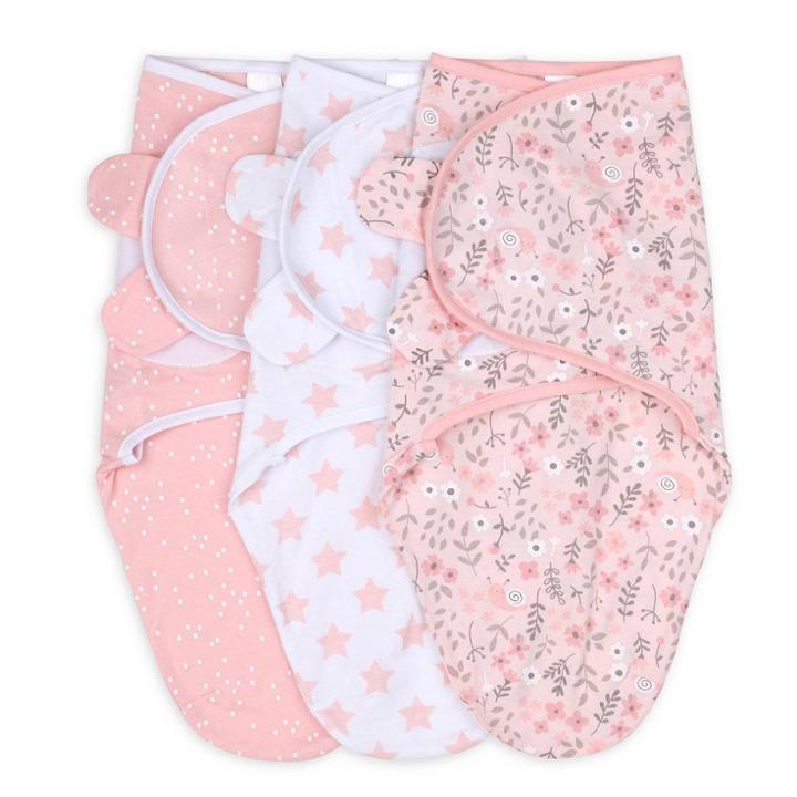 The Peanutshell Swaddle Wrap - Pink Floral Stars -