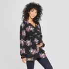 Maternity Long Sleeve Floral Print Ruffle Blouse - Isabel Maternity By Ingrid & Isabel Black