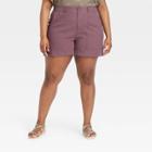 Women's Plus Size High-rise Shorts - A New Day Dark Purple