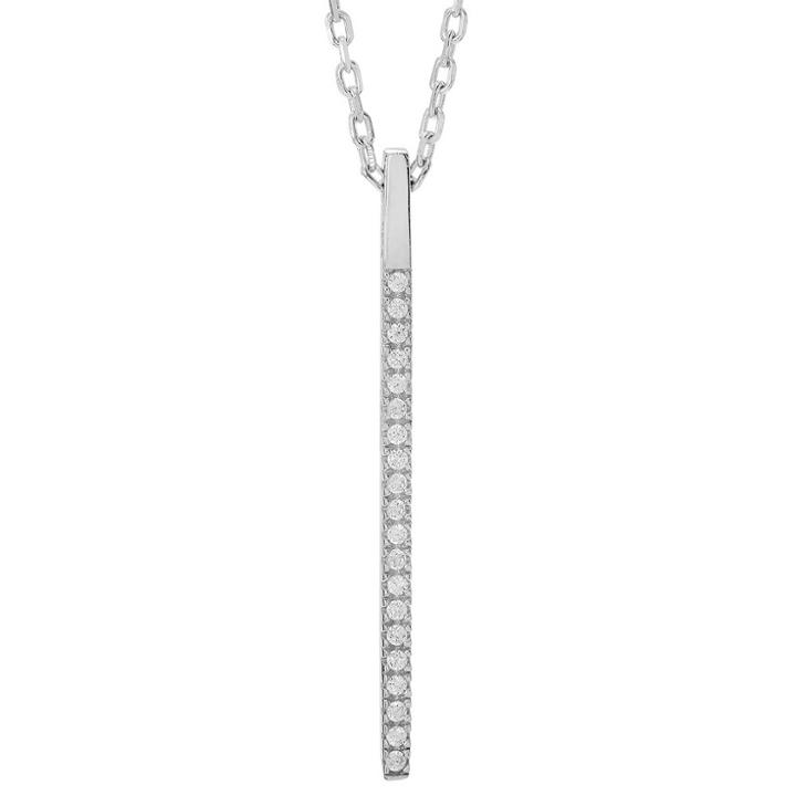 Journee Collection 1/5 Ct. T.w. Round-cut Cz Pave Set Vertical Bar Pendant Necklace In Sterling Silver - Silver
