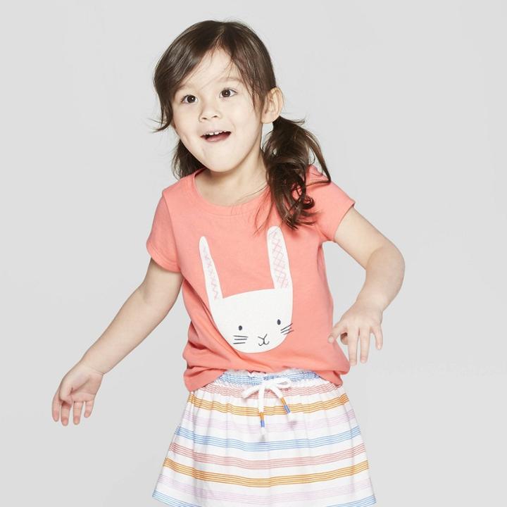 Toddler Girls' Short Sleeve 'bunny' Graphic T-shirt - Cat & Jack Peach