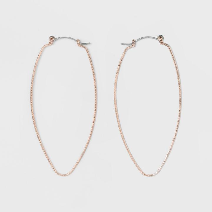Open Marquis Shape With Textured Wiring Earrings - A New Day Rose Gold