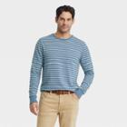 Men's Printed Standard Fit Crewneck Long Sleeve T-shirt - Goodfellow & Co Blue/jacquard