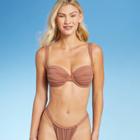 Women's Lightly Lined Shirred Cup Bikini Top - Shade & Shore Hazelnut Brown