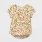 Toddler Girls' Adaptive Floral Short Sleeve T-shirt - Cat & Jack - Light Mustard Yellow