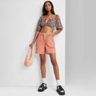 High-rise Mineral Dyed Bermuda Jean Shorts - Wild Fable Orange