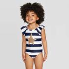 Toddler Girls' Stripe One Piece Swimsuit - Cat & Jack Navy