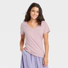 Women's Short Sleeve V-neck Voop T-shirt - A New Day Lilac