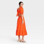 Women's Puff Elbow Sleeve Open Back Dress- Who What Wear Orange