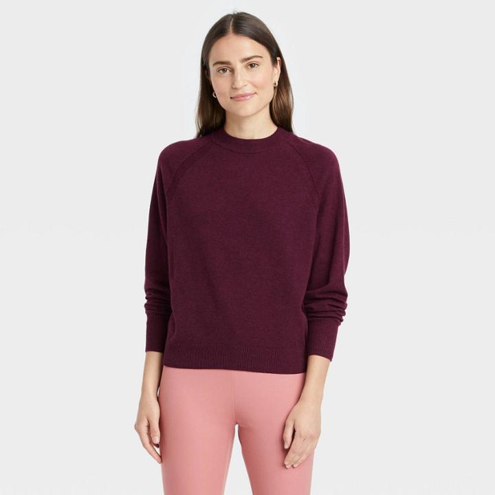 Women's Crewneck Light Weight Pullover Sweater - A New Day Burgundy