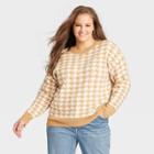 Women's Plus Size Crewneck Pullover Sweater - Ava & Viv Camel X
