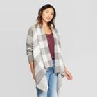 Women's Plaid Long Sleeve Open Layered Cardigan - Knox Rose Gray