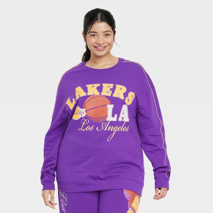 Women's Plus Size La Lakers Nba Graphic Sweatshirt - Purple