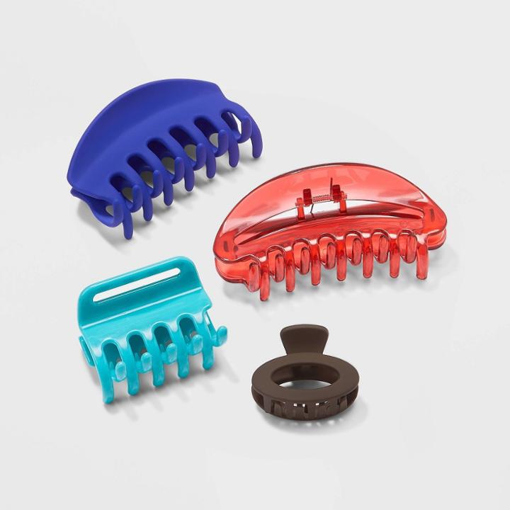 Claw Hair Clip 4pk - Wild Fable Red/blue