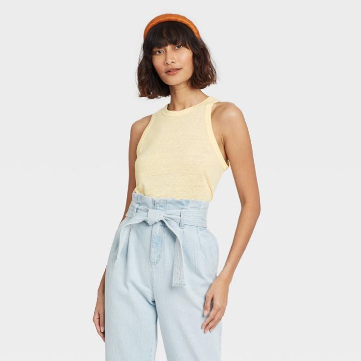 Women's Linen Tank Top - A New Day Light Yellow