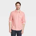 Men's Standard Fit Double Weave Long Sleeve Button-down Shirt - Goodfellow & Co Pink