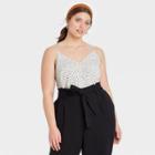 Women's Plus Size Polka Dot Woven Cami - A New Day White/black