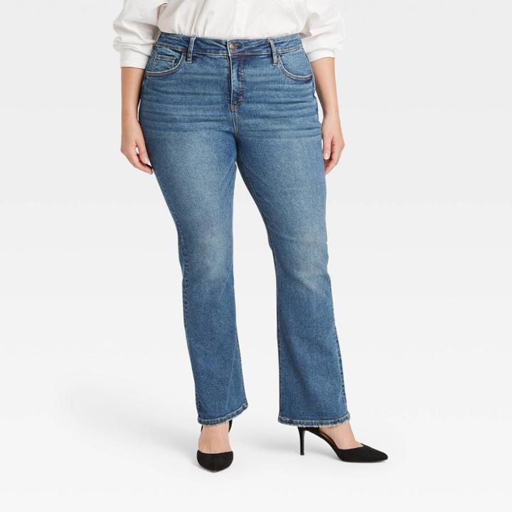 Women's Plus Size High-rise Bootcut Jeans - Ava & Viv Light Wash 14w,