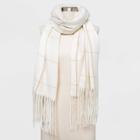 Women's Plaid Blanket Scarf - A New Day Cream, Ivory