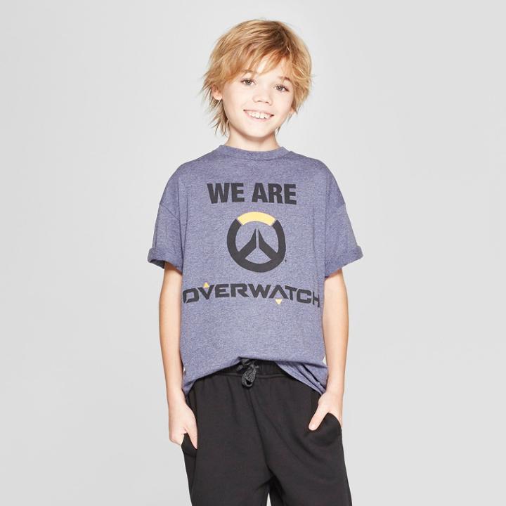 Target Boys' Overwatch Short Sleeve Graphic T-shirt - Denim Heather