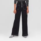 Women's Contrast Stitch Mid-rise Straight Leg Jeans - Who What Wear Black