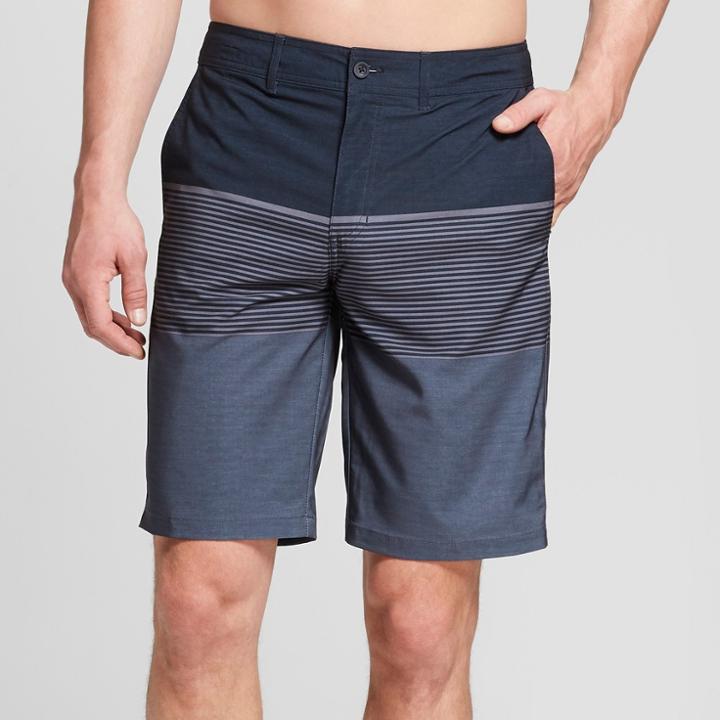 Men's Striped 10.5 Savy Bird Hybrid Swim Shorts - Goodfellow & Co Black