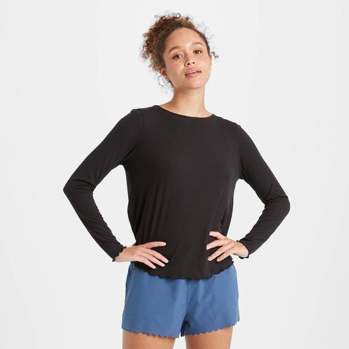 Women's Long Sleeve Open Back Top - Joylab Black