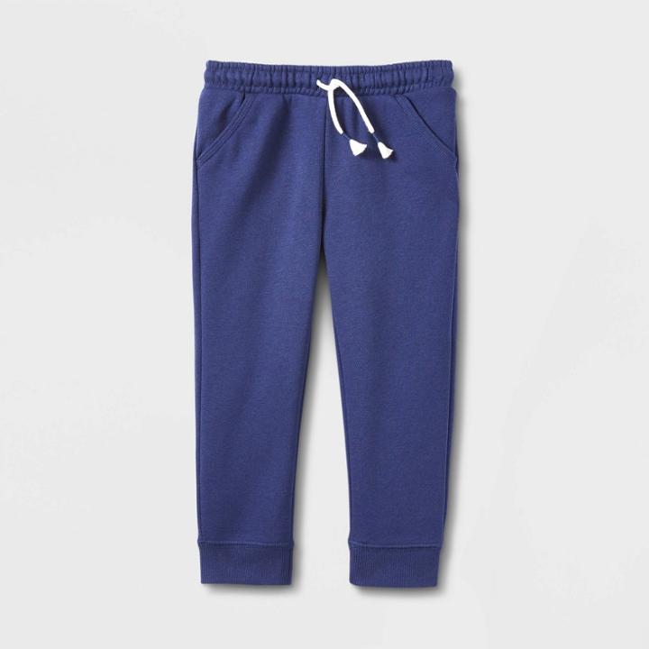 Toddler Girls' Solid Fleece Jogger Pants - Cat & Jack Blue